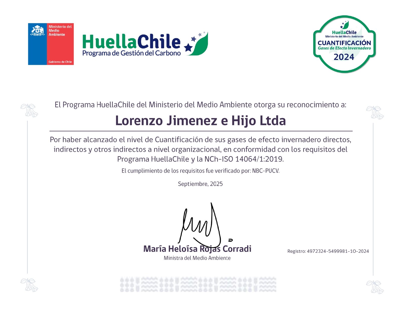 Diploma HuellaChile – Lorenzo Ltda